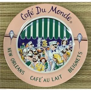 Vintage CAFE DU MONDE Plate New Orleans 8" Beignets Coffee 1996